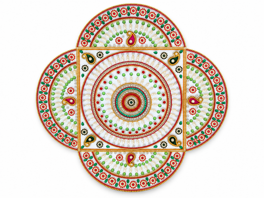 Emerald Mandala Wall Art – Handmade Jeweled Diwali Wall Decor, 14 in